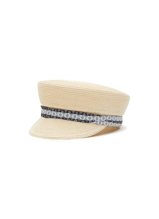 首图 - 点击放大 - MAISON MICHEL - ABBY 徽标条纹帽带编织汉麻短檐帽