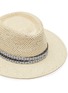 细节 - 点击放大 - MAISON MICHEL - ANDRE 徽标条纹帽带编织稻草宽檐帽