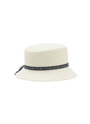 模特儿示范图 - 点击放大 - MAISON MICHEL - AXEL LOGO 帽带编织渔夫帽