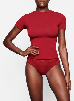 细节 - 点击放大 - SKIMS - COTTON JERSEY 圆领 T 恤