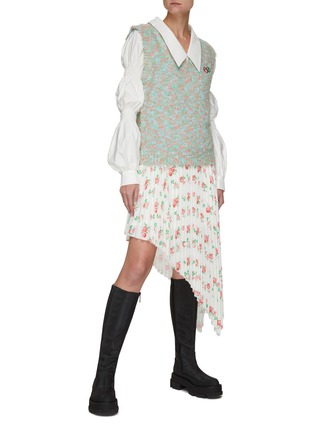 模特儿示范图 - 点击放大 - MING MA - 印花图案褶裥不对称设计短裙