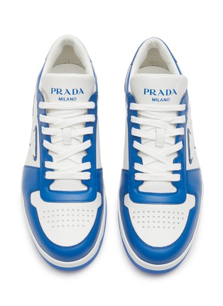 细节 - 点击放大 - PRADA - LOGO 拼接真皮运动鞋