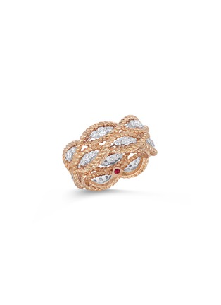 首图 - 点击放大 - ROBERTO COIN - NEW BAROCCO钻石红宝石18K玫瑰金双层水滴造型戒指