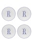 首图 –点击放大 - GINORI 1735 - CORONA MONOGRAM 瓷盘套装字母 R — 白色和蓝色