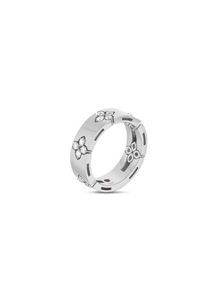 细节 - 点击放大 - ROBERTO COIN - LOVE IN VERONA花卉造型钻石红宝石点缀18K白金戒指