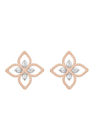 首图 - 点击放大 - ROBERTO COIN - PRINCESS FLOWER DUBAI钻石红宝石点缀18K玫瑰金花卉造型耳环