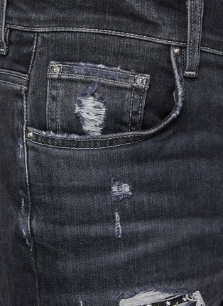  - AMIRI - 印花拼接磨破水洗混棉牛仔裤
