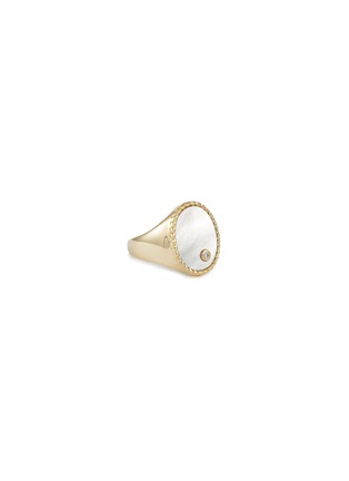 首图 - 点击放大 - YVONNE LEON - CHEVALIERE OVALE 珍珠母贝钻石点缀椭圆造型9K黄金戒指