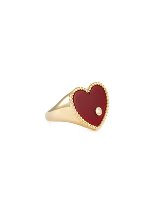 首图 - 点击放大 - YVONNE LEON - CHEVALIERE OVALE 红玛瑙钻石点缀心形9K黄金戒指