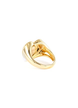 细节 - 点击放大 - YVONNE LEON - CHEVALIERE OVALE 孔雀石钻石点缀心形9K黄金戒指