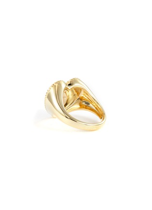 细节 - 点击放大 - YVONNE LEON - CHEVALIERE OVALE 珍珠母贝钻石点缀心形9K黄金戒指