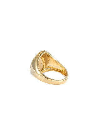 细节 - 点击放大 - YVONNE LEON - CHEVALIERE OVALE 黑玛瑙钻石点缀椭圆造型9K黄金戒指