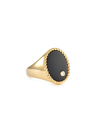首图 - 点击放大 - YVONNE LEON - CHEVALIERE OVALE 黑玛瑙钻石点缀椭圆造型9K黄金戒指