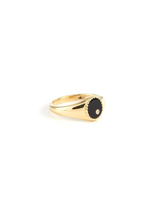 首图 - 点击放大 - YVONNE LEON - CHEVALIERE OVALE 黑玛瑙钻石点缀椭圆造型9K黄金迷你戒指