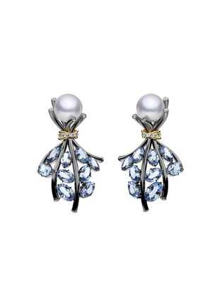 首图 - 点击放大 - MING SONG HAUTE JOAILLERIE - SPECIAL BESPOKE南洋珍珠钻石海蓝宝石点缀14K黑金黄金耳环