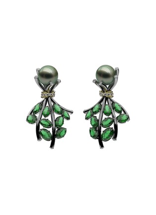 首图 - 点击放大 - MING SONG HAUTE JOAILLERIE - SPECIAL BESPOKE大溪地珍珠钻石祖母绿点缀14K黑金黄金耳环