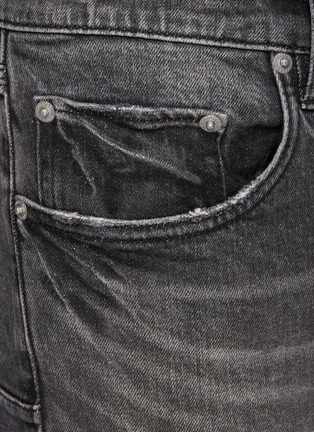  - PURPLE - 动物纹拼贴做旧牛仔裤
