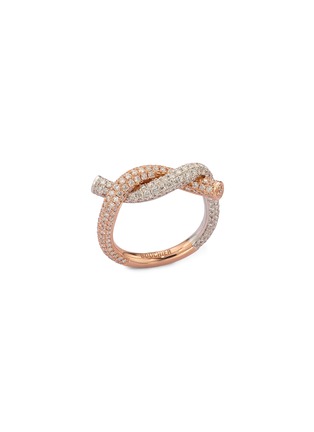 首图 - 点击放大 - BOOCHIER - 钻石点缀18K 玫瑰金白金绳结造型戒指