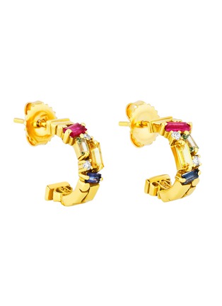 首图 - 点击放大 - SUZANNE KALAN - 18k Gold Diamond Sapphire Half Hoop Earrings