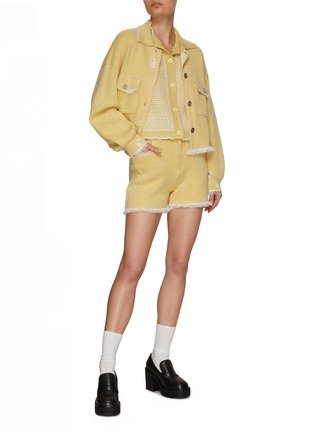 模特儿示范图 - 点击放大 - BARRIE - 须边磨破设计针织短裤