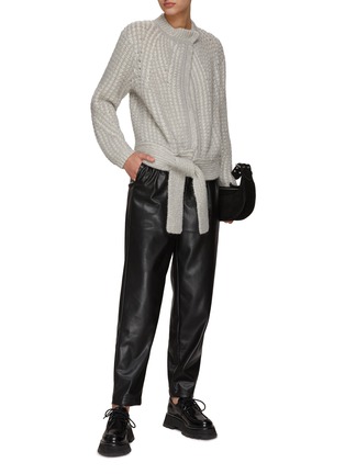 模特儿示范图 - 点击放大 - 3.1 PHILLIP LIM - FISHERMAN 搭叠开襟系带饰混羊毛针织开衫