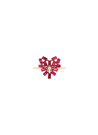 首图 - 点击放大 - SUZANNE KALAN - FIREWORKS 钻石红宝石点缀 18K 玫瑰金心形造型戒指