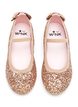 模特儿示范图 - 点击放大 - WINK - SODA POP 儿童款蝴蝶结闪粉平底鞋