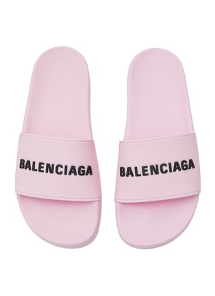 细节 - 点击放大 - BALENCIAGA - POOL 品牌名称压花橡胶拖鞋