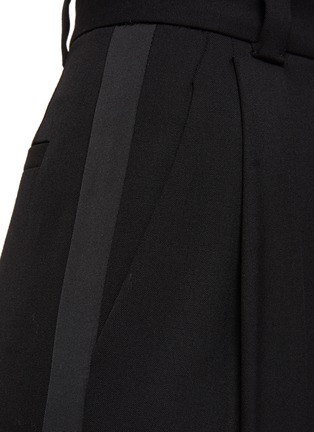  - MIU MIU - 拼色设计褶裥混羊毛露踝长裤