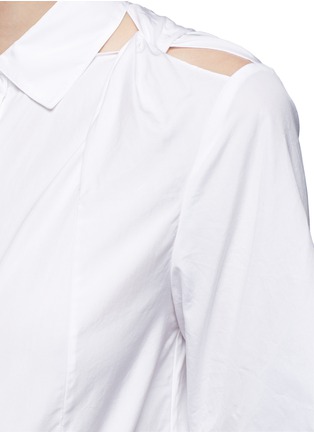 细节 - 点击放大 - 3.1 PHILLIP LIM - 扭结镂空纯棉短袖衬衫