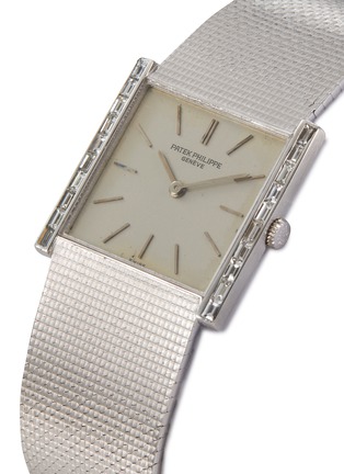 细节 - 点击放大 - LANE CRAWFORD VINTAGE COLLECTION - PATEK PHILIPPE diamond fausses cotes decoration silver dial 18k white gold case lady watch