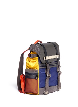 正面 - 点击放大 - DOLCE & GABBANA - Colourblock leather nylon backpack