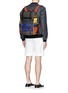模特示范图 - 点击放大 - DOLCE & GABBANA - Colourblock leather nylon backpack