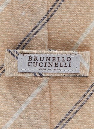 细节 - 点击放大 - BRUNELLO CUCINELLI - 拼色斜条纹亚麻领带