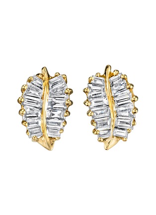 首图 - 点击放大 - ANITA KO - Diamond 18k gold small palm leaf stud earrings