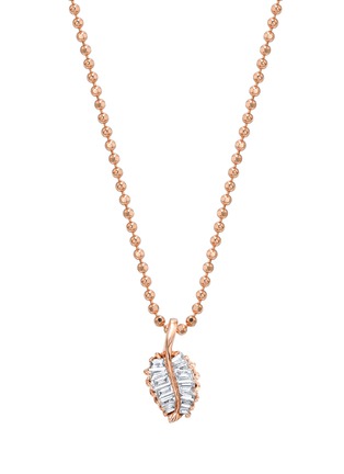 首图 - 点击放大 - ANITA KO - Diamond 18k rose gold small palm leaf necklace