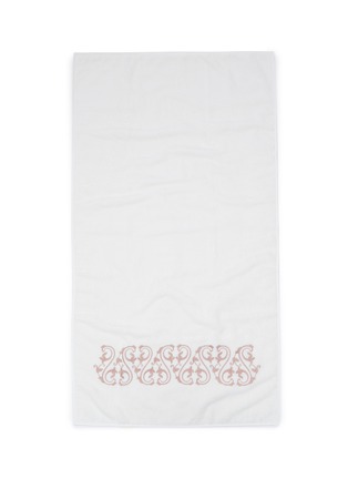首图 –点击放大 - FRETTE - ORNATE MEDALLION 花卉刺绣纯棉浴巾 — 白色和粉色