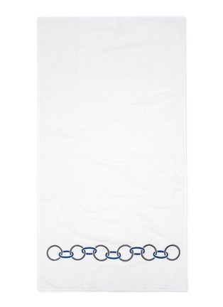 首图 –点击放大 - FRETTE - LINKS 链条刺绣纯棉浴巾 — 白色灰色和蓝色