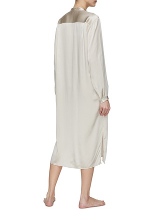 背面 –点击放大 - FRETTE - CASCADE SMALL LONG SLEEVE SILK NIGHTGOWN — CHAMPAGNE