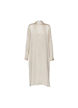首图 –点击放大 - FRETTE - CASCADE SMALL LONG SLEEVE SILK NIGHTGOWN — CHAMPAGNE