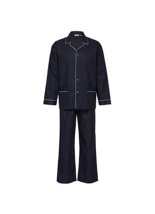 首图 –点击放大 - FRETTE - NOBLESSE MEDIUM CLASSIC COTTON SATEEN PYJAMA SET — NAVY BLUE