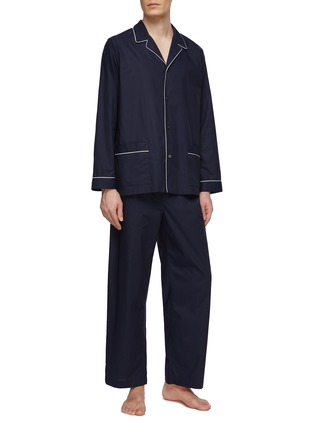 - FRETTE - NOBLESSE MEDIUM CLASSIC COTTON SATEEN PYJAMA SET — NAVY BLUE