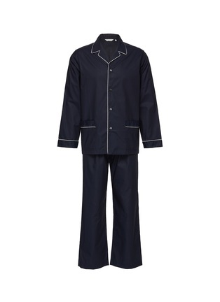 首图 –点击放大 - FRETTE - NOBLESSE LARGE CLASSIC COTTON SATEEN PYJAMA SET — NAVY BLUE