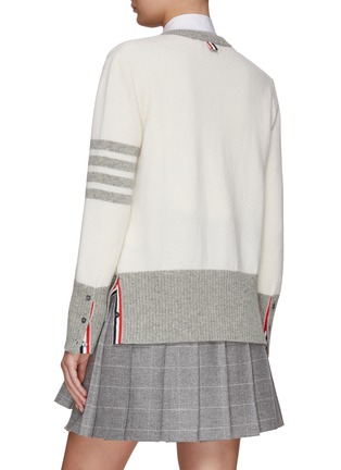 背面 - 点击放大 - THOM BROWNE - 四重条纹羊毛针织开衫