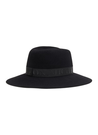 模特儿示范图 - 点击放大 - MAISON MICHEL - VIRGINIE LOGO 帽带毛毡宽檐帽