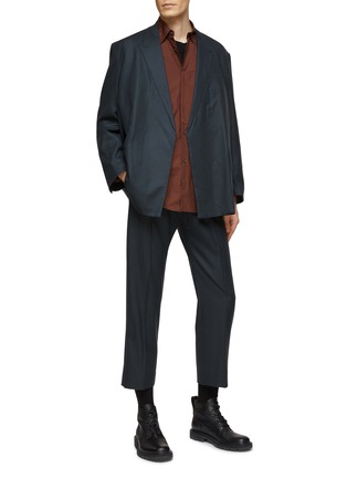 模特儿示范图 - 点击放大 - YOKE - 单排扣羊毛法兰绒西服外套