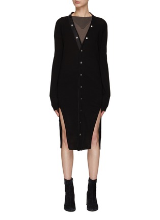 首图 - 点击放大 - RICK OWENS - SASCHA侧开衩初剪羊毛针织长开衫