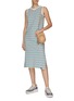 模特儿示范图 - 点击放大 - KULE - 条纹拼色纯棉背心式连衣裙