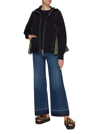 模特儿示范图 - 点击放大 - SACAI - 拼接设计拉链连帽卫衣