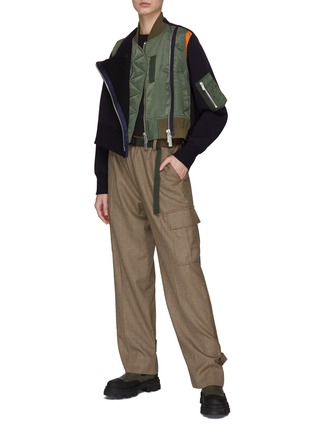 模特儿示范图 - 点击放大 - SACAI - 拼接卫衣设计拉链夹克